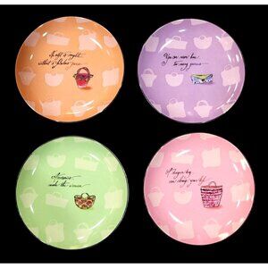 Rare Vintage Set (4) of Rosanna Plates.  Purse theme with fun sayings.